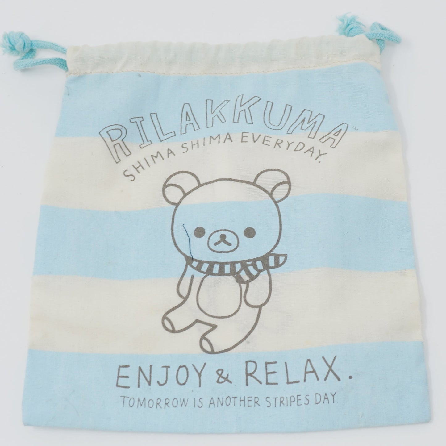 2014 Shima Shima Everyday Drawstring Linen Prize Bag - Rilakkuma - San-X